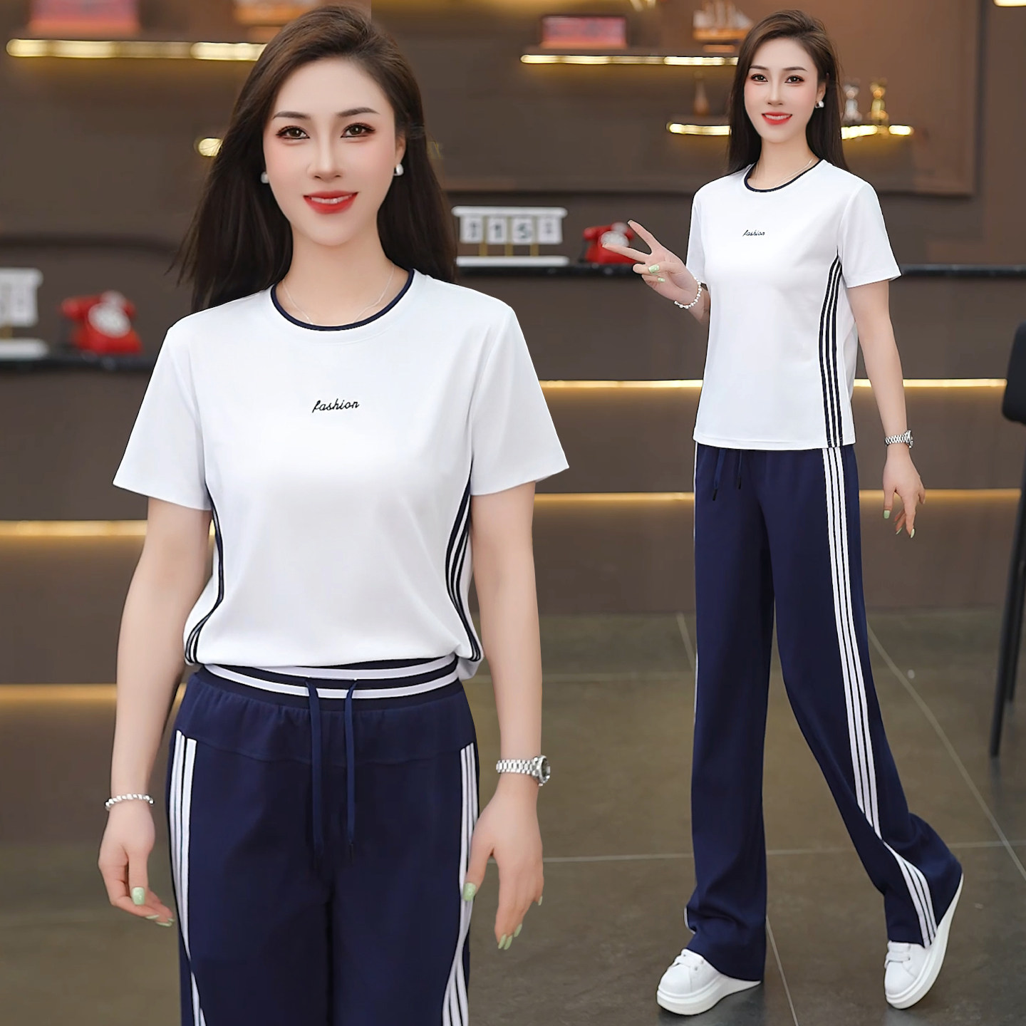 夏季圆领运动套装女2026新款休闲