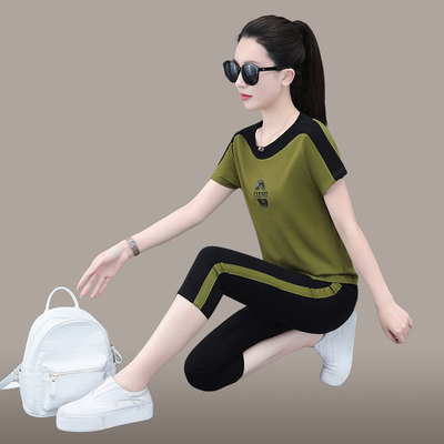 女运动套装夏季冰丝薄款T休闲服
