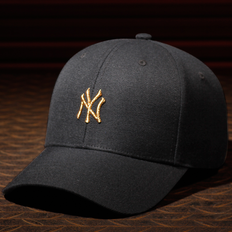 韩国jvuΑmlb帽子男女黑色金标硬顶小标ny棒球帽洋基队鸭舌帽新款