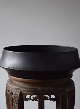 景德镇陶瓷鱼缸哑光黑色桌面摆件
