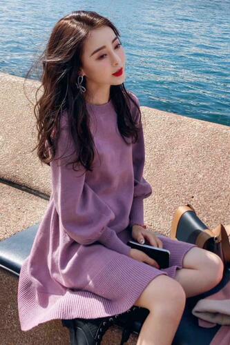 The new knitted dress A-line skirt in early autumn of 2021 is thin, medium and long wool clothes, and women wear a bottomed skirt in autumn and winter