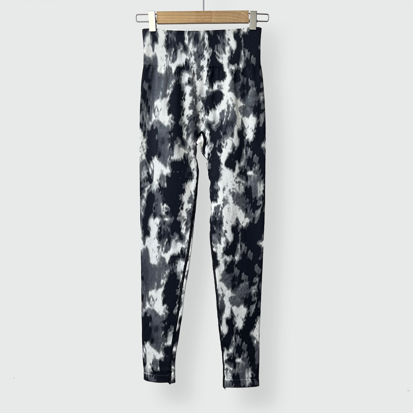 花色瑜伽裤女高腰扎染无缝针织跑步健身九分裤紧身高弹训练运动裤