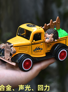 Q版仿真合金汽车模型声光回力儿童玩具警车救护车校车巴士公交车