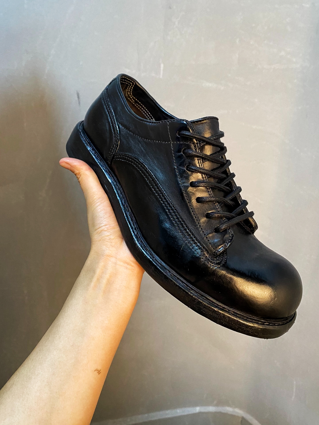 固特异手工皮鞋英伦复古做旧德比大头短脸鞋马皮工装鞋夏季皮鞋男