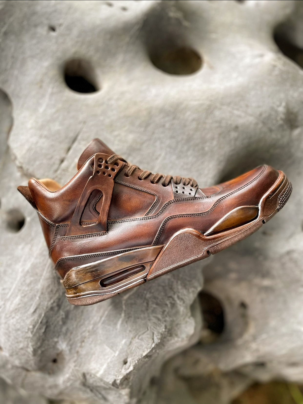 手工植鞣牛皮高帮球鞋马丁靴复刻运动皮鞋机车靴男复古板鞋擦色