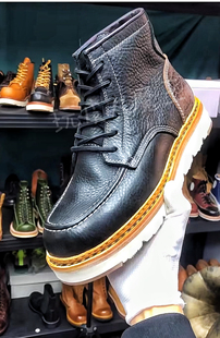 固特异野牛皮875工装靴男士真皮马丁靴手工男鞋美式复古休闲男靴