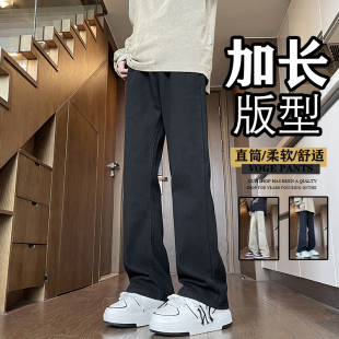 高个子秋冬美式复古水洗做旧黄泥染牛仔长裤男高街直筒修身休闲裤