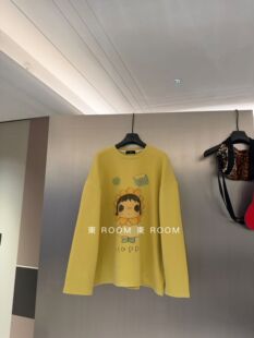 東ROOM秋冬新款韩版宽松显瘦百搭圆领黄色女孩卫衣女休闲上衣潮