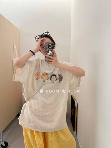 東room2026夏季新款韩版时尚百搭显瘦卡通印花短袖T恤女休闲上衣