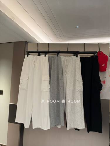東ROOM秋季新款工装风松紧腰多口袋阔腿裤女百搭显瘦休闲裤遛弯裤