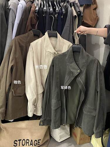Big face2026秋季新款韩版宽松大版显瘦百搭休闲牛仔工装风衣外套