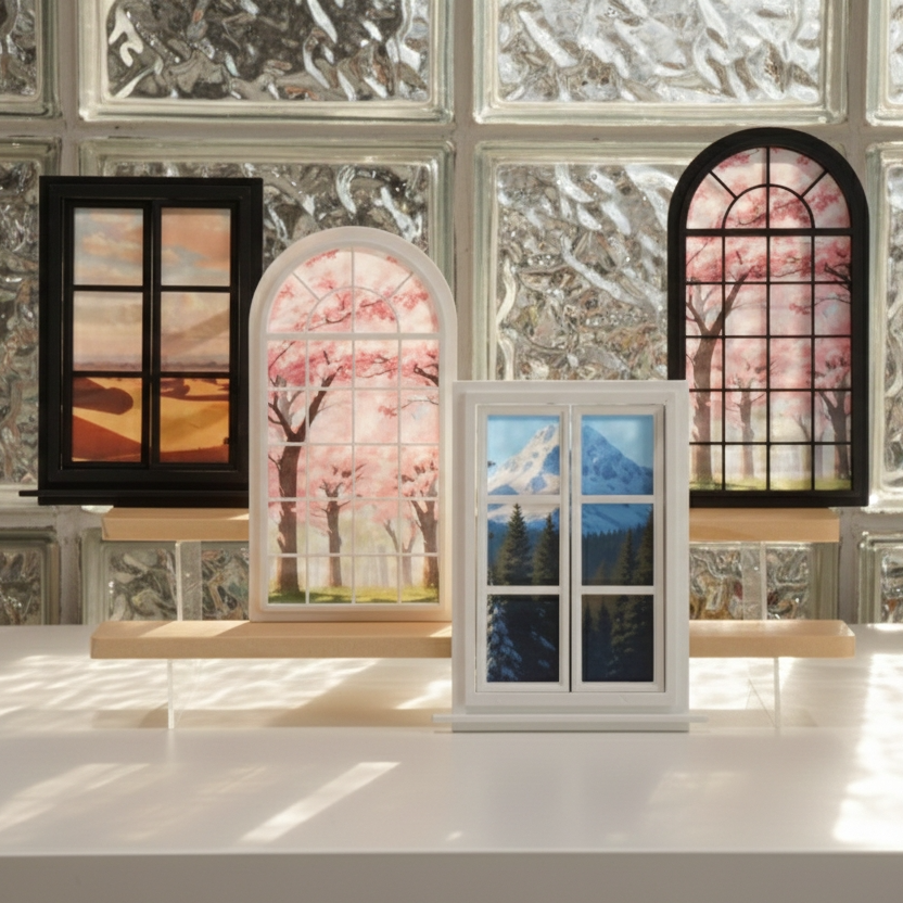 【食玩摆件】弧形双开假窗DIY小屋潮玩GSC盲盒ob11微缩家原创新品