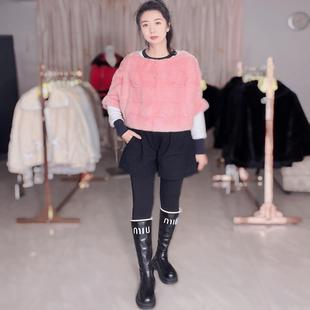 佟二堡皮草貂皮大衣女款整貂2025新款特价粉色小披风进口水貂