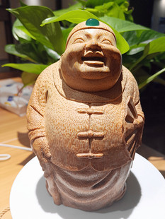 竹雕财主腰缠万贯 手工雕刻工艺品摆件高档礼品 琥珀镶嵌 可定制