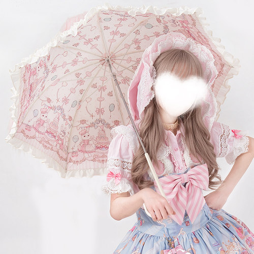 日系兔子蛋糕庆生派对lo伞双层蕾丝lolita伞洛丽塔花嫁少女心公主