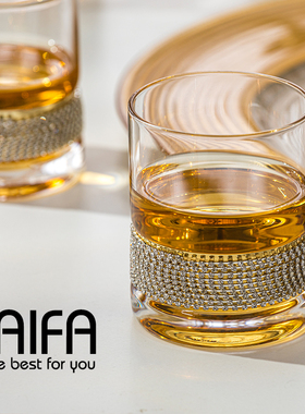 现代轻奢美意欧法式样板间家用无铅几何钻石水晶玻璃威士忌洋酒杯