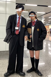 情侣装春装 JK服男女刺绣宽松情侣西装 学院风外套 H535 P95 女类图片