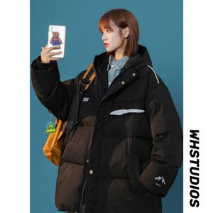中性风 印花雪山连帽加厚保暖羽绒情侣衣外套 H695 P128 女类图片