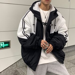 冬装 拼接棉服运动风连帽情侣棉衣外套 H573 P118 控148男类图片