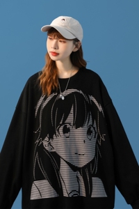 主推 中性风新品 潮卡通动漫圆领套头情侣卫衣 H651 P38 女类图片