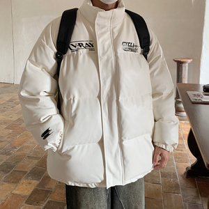 情侣装冬装 美式印花机车皮棉服PU情侣棉衣面包服外套男 H909P128图片