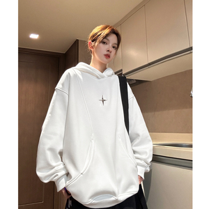 主推中性风 美式复古加绒加厚情侣卫衣拼接外套上衣男女H905 P78图片
