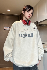 中性风 美式秋装鹿皮绒加厚加绒情侣卫衣结构上衣外套男女H899P68图片