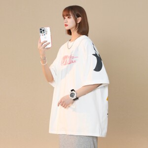 中性风夏装 卡通涂鸦熊情侣短袖大码上衣宽松半袖 H718 P38 女类图片
