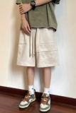 2023美式重磅鹿皮绒钢印短裤夏季宽松大码五分裤KH111P48控68，男装休闲裤，电商A341