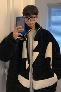 港风冬装 绣花笑脸羊羔毛情侣棉衣加厚外套 H679 P118控148女类图片