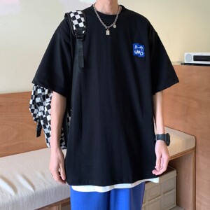 2022港风夏装 绣花卡通字母情侣短袖T恤宽松上衣H713 P30女类图片