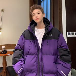 冬装新品 美式撞色工装冲锋衣情侣棉服面包服连帽外套男H911 P138图片