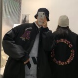 情侣装秋装毛呢拼接PU皮棒球服情侣夹克外套H572P118男类，男装夹克，电商A341