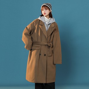 冬装 加厚夹棉假两件连帽过膝风衣中性呢大衣外套 H699 P158 女类图片