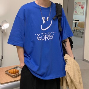 2022港风夏装 笑脸印花字母情侣短袖T恤宽松体恤 H714 P30 女类图片