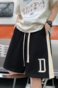 A341 2023夏季拼色绣花休闲宽松短裤5分裤 KH05 P38控48图片