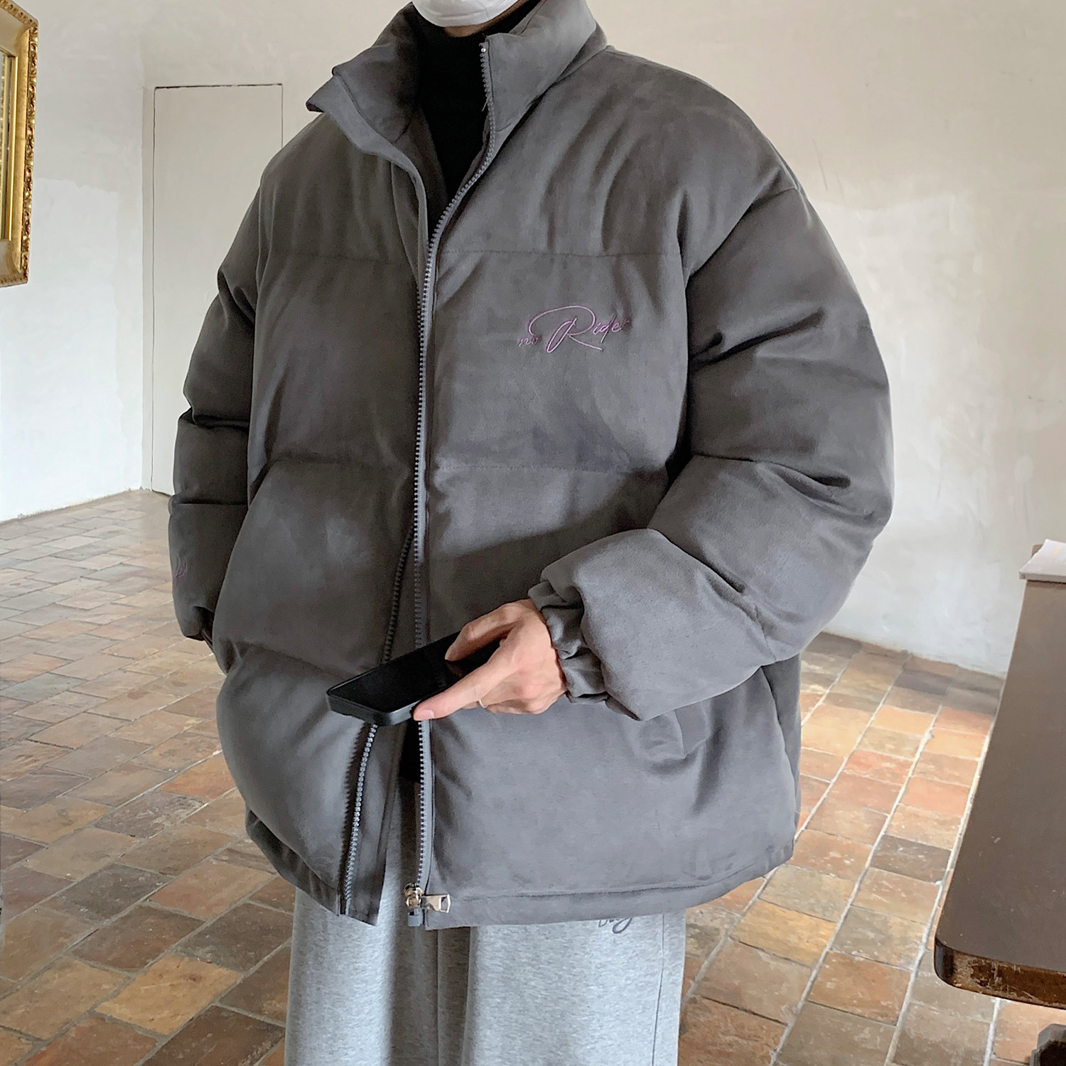 冬装美式鹿皮绒情侣羽绒棉服面包服棉衣上衣外套男H913P128,男装棉衣,电商A341