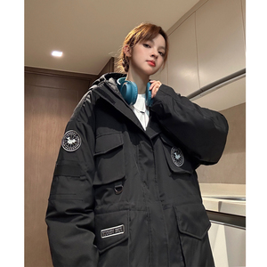 中性风冬装美式工装中长款棉服情侣连帽棉衣宽松外套男H915P168