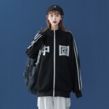 中性风春装潮开衫运动外套情侣卫衣宽松夹克H376P68女类，女装短外套，电商A341