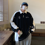 23秋装新品长袖polo衫运动翻领情侣卫衣宽松学院风H752P68男，男装卫衣，电商A341