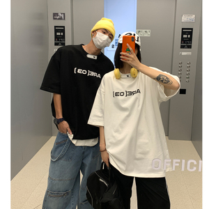 情侣装新品 潮宽松机车风印花情侣短袖T恤衫上衣男女H836 P35图片