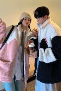 21情侣装冬装 拼接羊羔毛加厚情侣棉衣上衣外套 H692 P118 男类图片