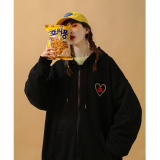 中性风秋装彩虹弹幕字母印花连帽开衫卫衣外套H668P65女类，女装卫衣/绒衫，电商A341