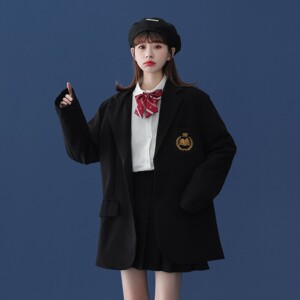 中性风 JK服 刺绣情侣休闲西装 学院风西服外套女 H535 P95 女类图片