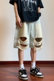 高街水洗牛仔短裤夏季薄款破洞五分裤男宽松潮牌KH112P48控68，男装牛仔裤，电商A341