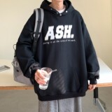 主推秋装潮排扣印花连帽宽松嘻哈情侣卫衣H705P68男类，男装卫衣，电商A341