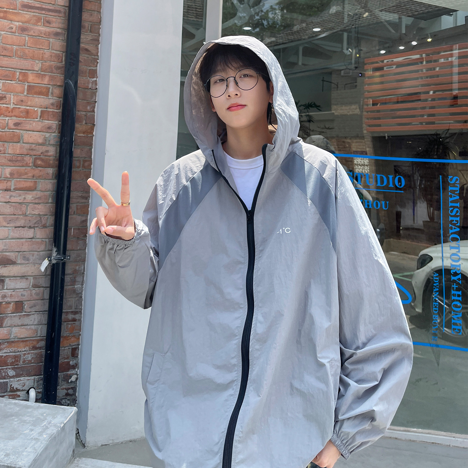 新品防晒服夹克衫运动透气速干冰凉拼接外套男UPF50＋H856P68,男装夹克,电商A341