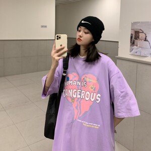 22夏装 ins爱心印花短袖情侣T恤衫潮流宽松 H599 P35 女类图片