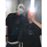 重磅美式潮水洗做旧烫钻情侣短袖T恤宽松上衣体恤男H855P38，男装T恤，电商A341