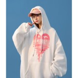中性融化爱心落日印花宽松大码情侣卫衣外套H673P48男类，男装卫衣，电商A341